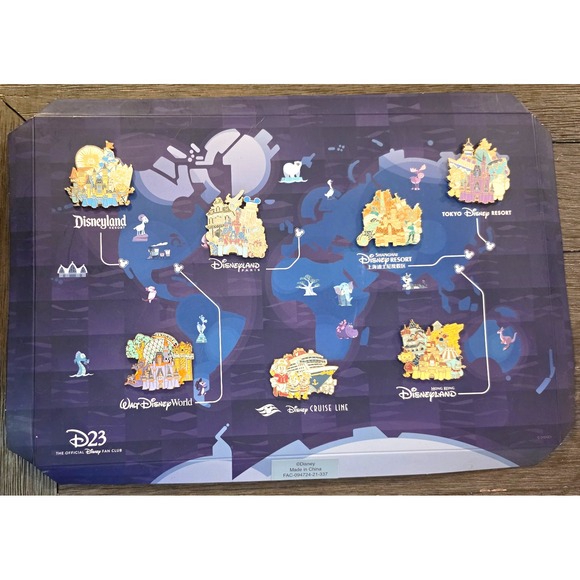 Disney Other - Disney D23 Disney Parks Pin Set w/ Map Backer Display Card Mickey Mouse 1997